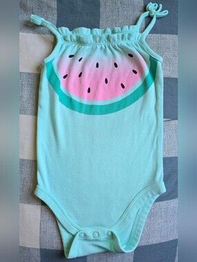 Mint Baby Girl Onesie w/ Watermelon Graphic Jumping Beans Size 9 Months